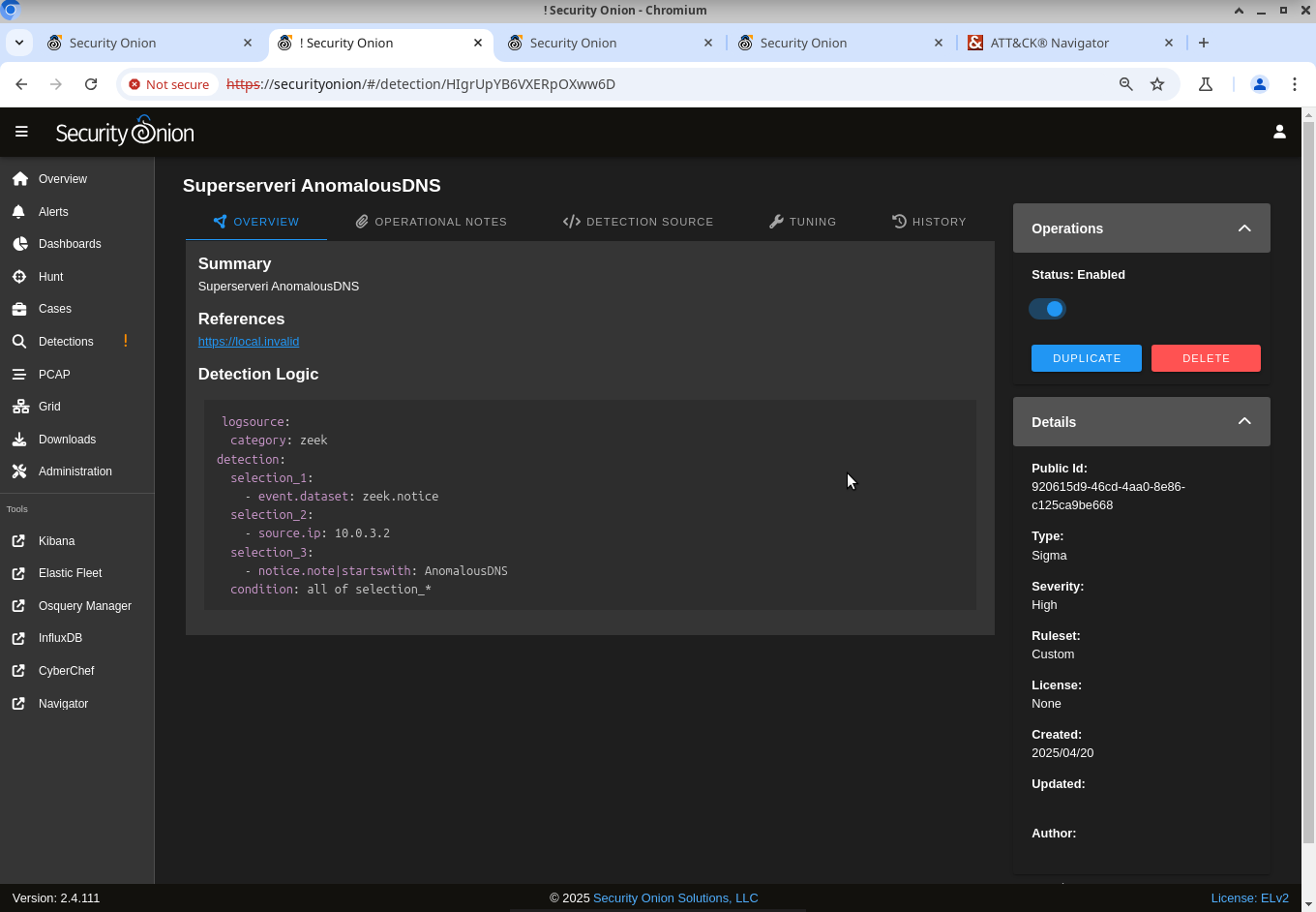 An example Security Onion detection configuration